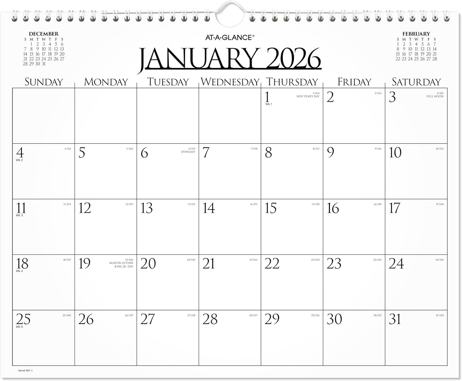AT-A-GLANCE 2026 Wall Calendar, Monthly, 15" x 12", Medium, Business (997-1-26) 2026 New Edition