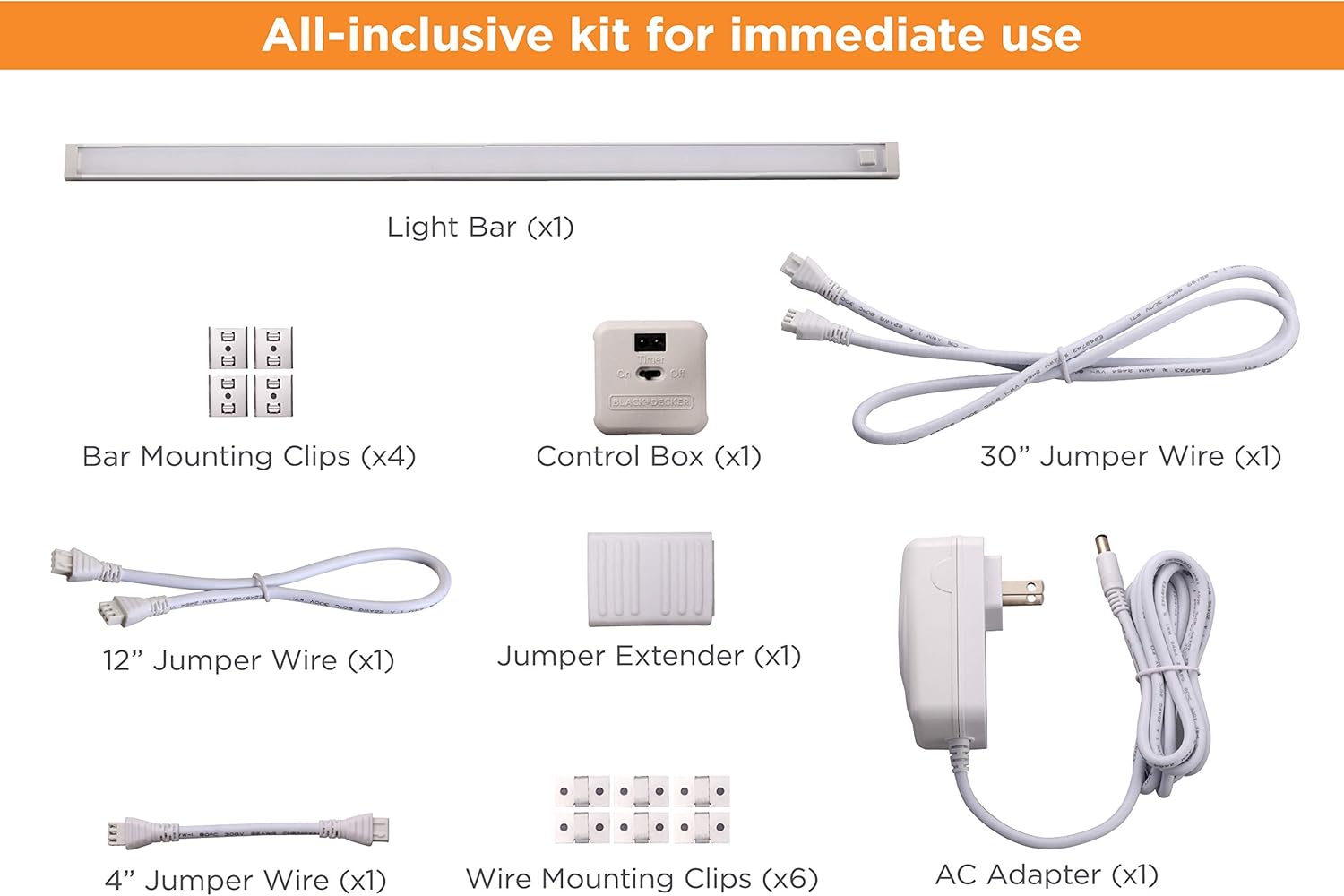 BLACK+DECKER LED Under Cabinet Lighting Kit - Linkable, Dimmable, Motion Sensor