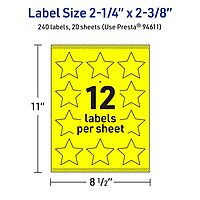 Avery Printable Star Labels, Sure Feed Technology, 2-1/4" x 2-3/8", Neon Yellow, Print-to-The-Edge, Laser/Inkjet