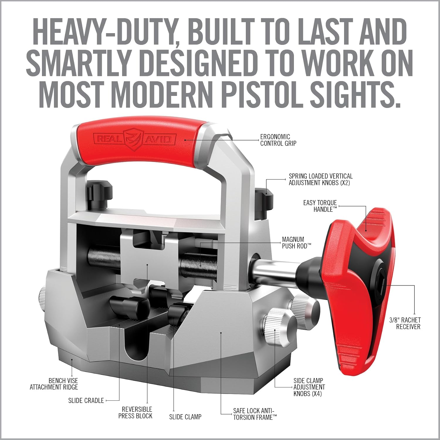 Real Avid Master Handgun Sight Pusher, grey/red