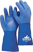 MCR SAFETY BlueCoat PVC Triple-Dipped Chemical Resistant Gloves with Seamless Knit Liner and Gauntlet