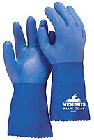 MCR SAFETY BlueCoat PVC Triple-Dipped Chemical Resistant Gloves with Seamless Knit Liner and Gauntlet
