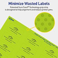 Avery Printable Rectangle Labels, Sure Feed Technology, 1" x 2", Bright Green