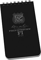 Rite in the Rain Weatherproof Field Interview Notebook, 3" x 5", Black Cover, Field Interview Form Pages (No. 104) 1 Pack