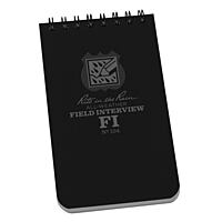 Rite in the Rain Weatherproof Field Interview Notebook, 3" x 5", Black Cover, Field Interview Form Pages (No. 104) 1 Pack