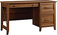 Sauder Carson Forge Vintage Rustic Computer Desk for Home Office with Drawers, in Washington Cherry