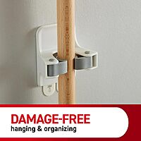 Command Broom and Mop Grippers Wall Hook, Damage Free Hanging Wall Mount Broom and Mop Holder, No Tools Household Cleaning Organizer, 6 Hangers and 16 Strips