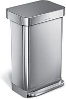 simplehuman 45 Liter / 12 Gallon Liter Rectangular Hands-Free Kitchen Step Trash Can with Soft-Close Lid, Brushed Stainless Steel with Plastic Lid Gray Plastic Lid 45 Liter