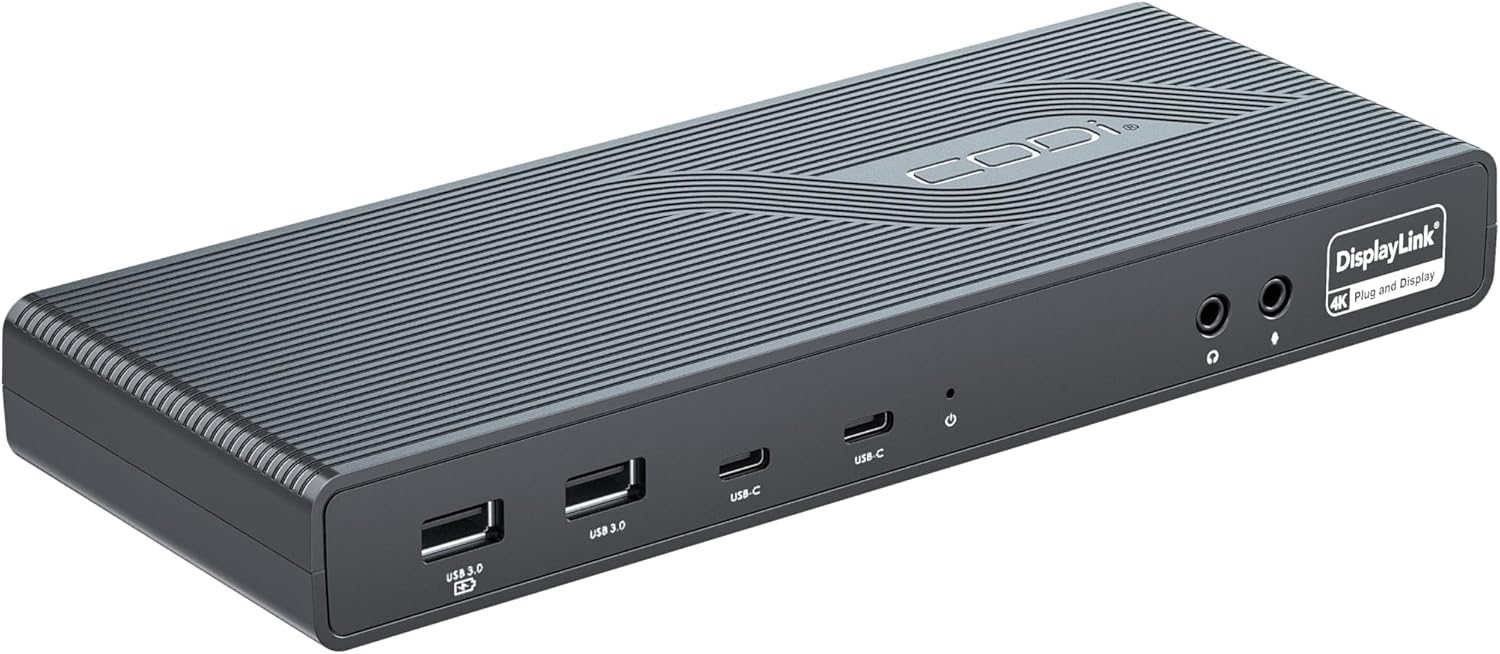 CODi Dual USB-C 4K Universal Docking Station - 60 W - USB Type C - 2 Displays Supported - 4K - 3840x 2160 - A01200