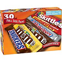 Mars M&M'S, SNICKERS, 3 MUSKETEERS, SKITTLES & STARBURST Variety Pack Full Size Bulk Candy Assortment, 56.11 oz, 30 Count 56.11 Ounce (Pack of 1)