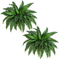 Nearly Natural 40IN Artificial Boston Fern Large Hanging Plant, Set of 2 Artificial Ferns that Look Real for Home Décor