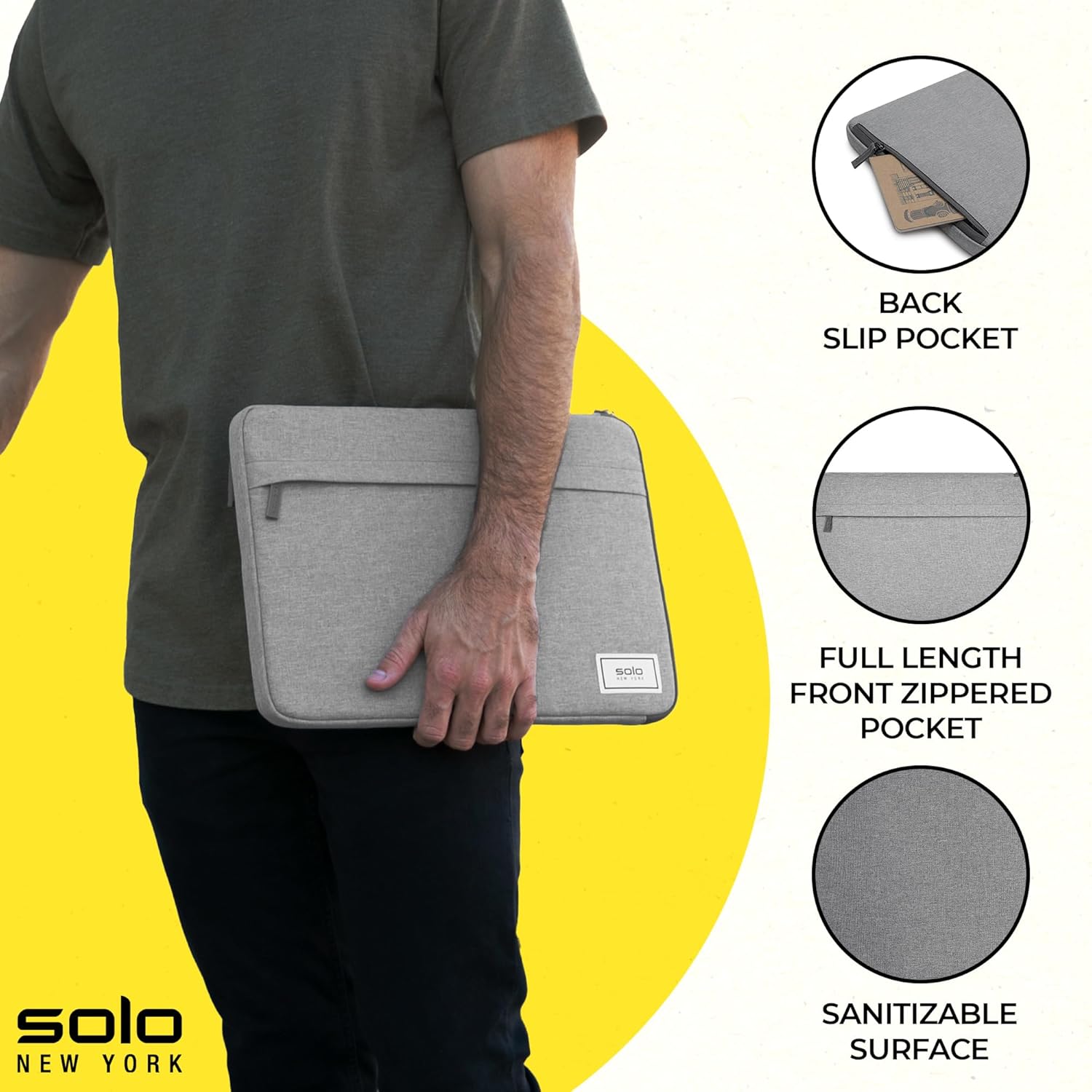 Solo New York Laptop Bag Sleeve for Women & Men - Travel Case for Computer & Tablet, Fits up to 15.6" Laptops, Fully Padded