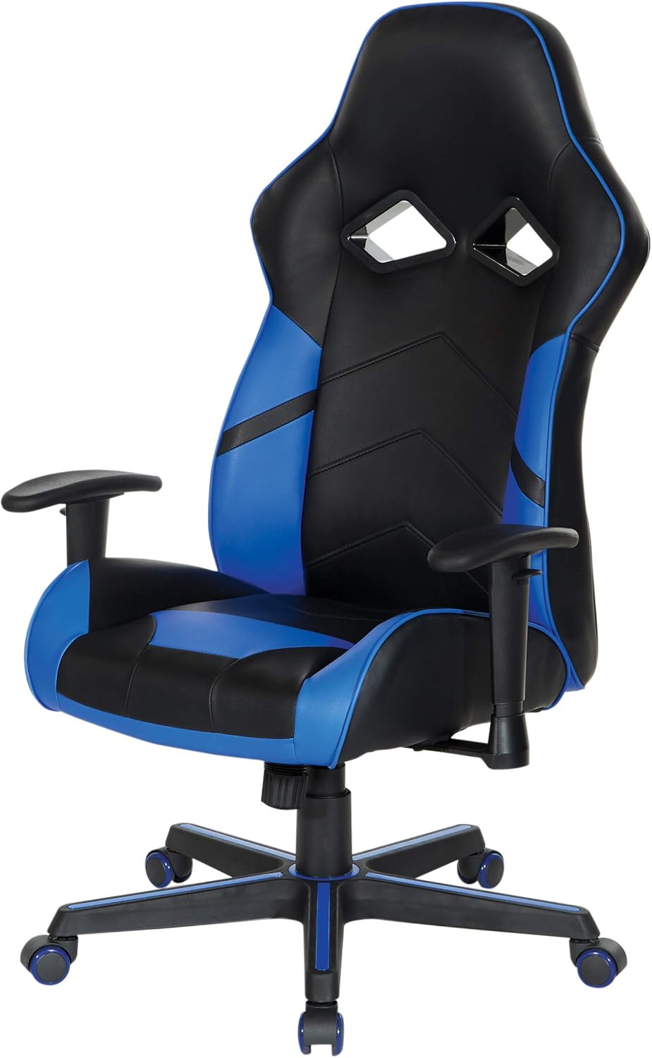 OSP Home Furnishings Vapor Ergonomic Adjustable High Back Faux Leather Gaming Chair with Coil Spring Seat and Integrated