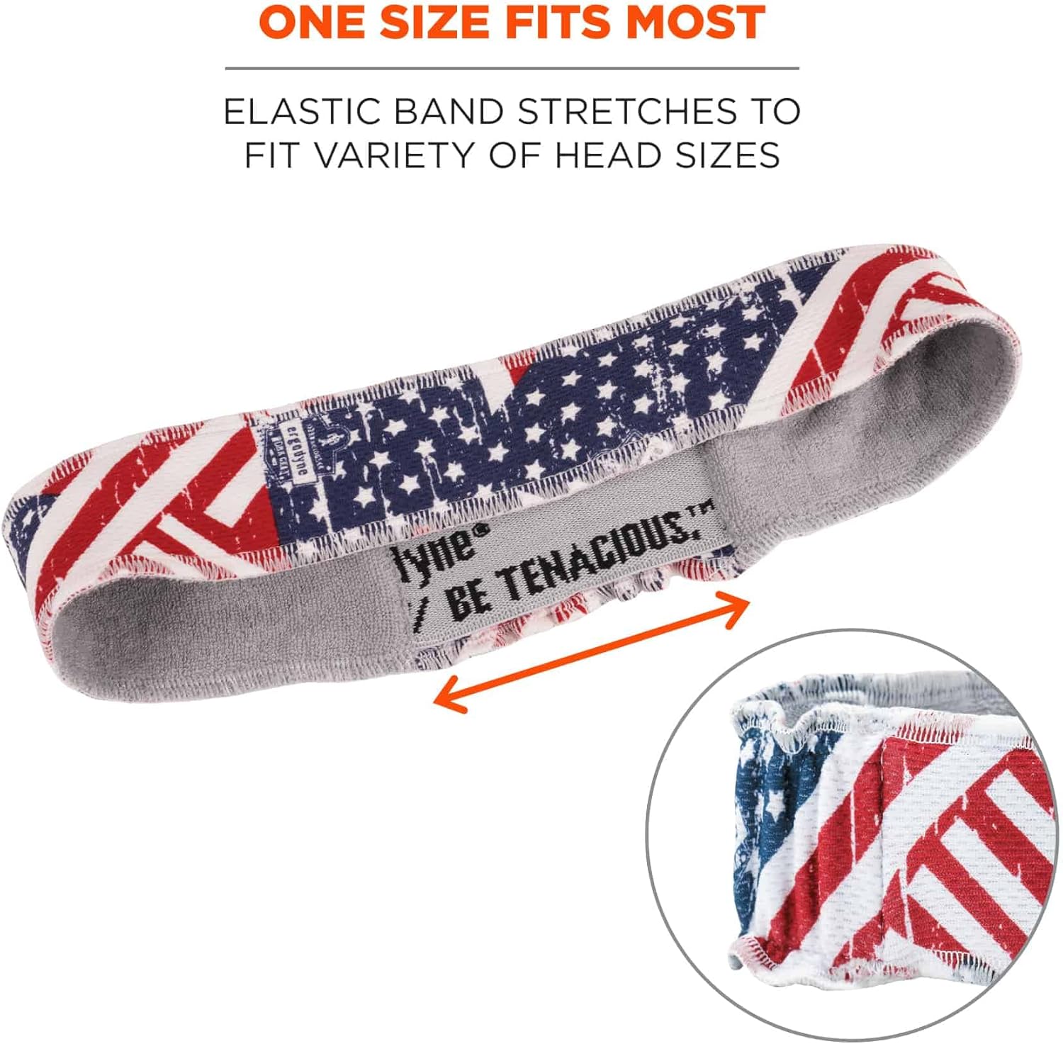 Ergodyne Unisex Adult High Performance Headband - Terry Cloth Sweatband - One Size - Red, White, and Blue - 2 inches - Cotton - Other