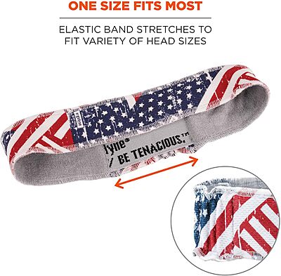 Ergodyne Unisex Adult High Performance Headband - Terry Cloth Sweatband - One Size - Red, White, and Blue - 2 inches - Cotton - Other