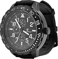 Smith & Wesson Men's Calibrator Watch, 5ATM, Stainless Steel Caseback, Precision Quartz, Black Rubber Strap, 51mm White