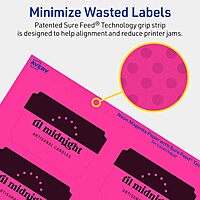 Avery Printable Rectangle Scalloped Labels, Sure Feed Technology, 2" x 3", Neon Magenta, Print-to-The-Edge