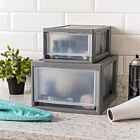 IRIS USA 5-Pack Stackable Storage Drawers, Gray, 13.13 x 8.50 x 5.38 in