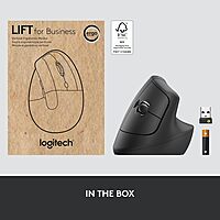 Logitech Lift for Business, Vertical Ergonomic Mouse, Wireless, Bluetooth or Secured Logi Bolt USB, Quiet clicks, Globally Certified, Windows/Mac/Chrome/Linux - Graphite Right-Handed