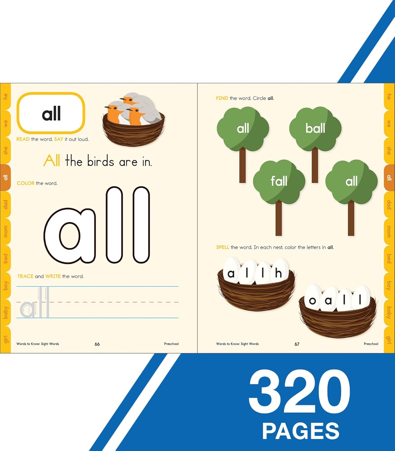 Words to Know Sight Words Preschool Workbook—Reading Activities, Games, Puzzles, Flash Cards, Tracing and Coloring Pages for Learning and Practice (320 pgs)