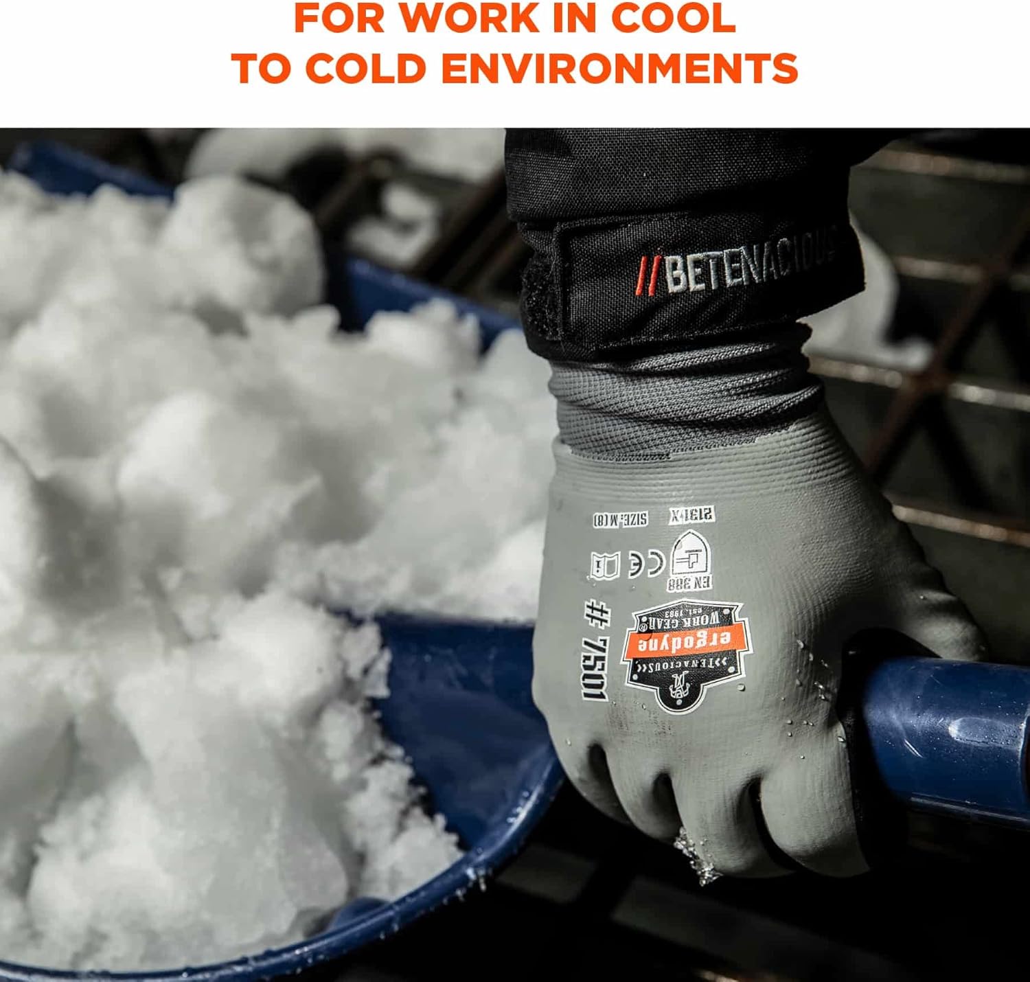 Ergodyne ProFlex 7501 Coated Waterproof Winter Work Gloves, Sandy Nitrile Coated Palms, Thermal Fleece Lining