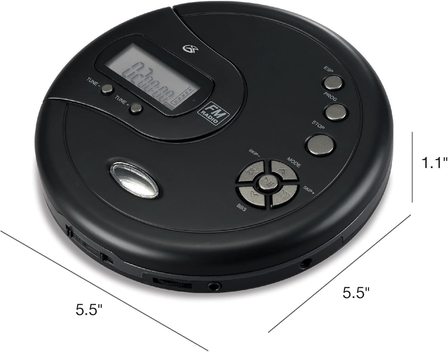 GPX PC332B Portable CD Player with Anti-Skip Protection, FM Radio and Stereo Earbuds - Black