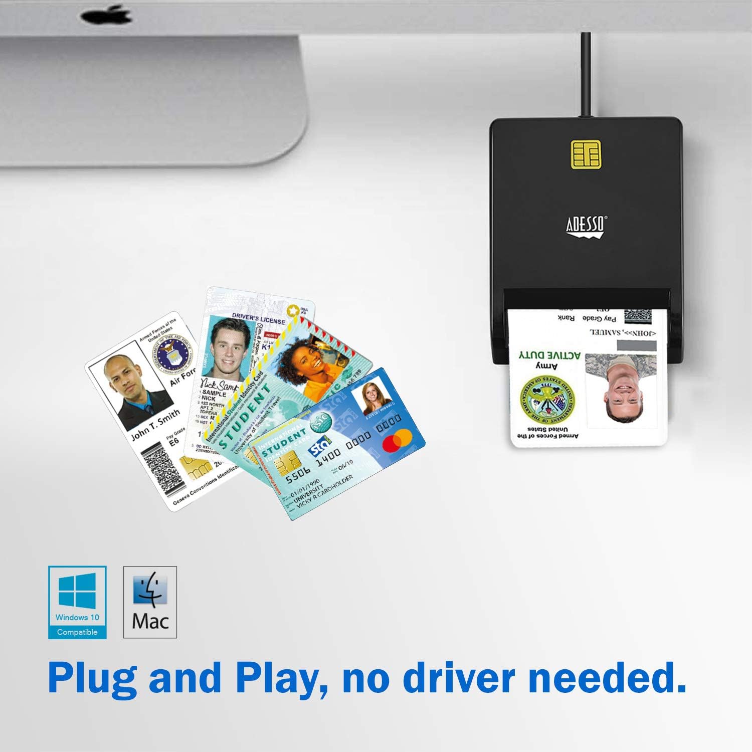 SCR-100 Smart ID Credit Card Reader,Black 1 Count (Pack of 1)