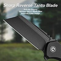 CIVIVI ExOne Folding Pocket Knife, 2.94" Nitro-V Reverse Tanto, G10 Handle