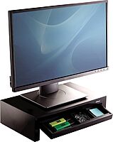 Fellowes Designer Suites Monitor Riser, 8038101 — Height-Adjustable, Storage Tray