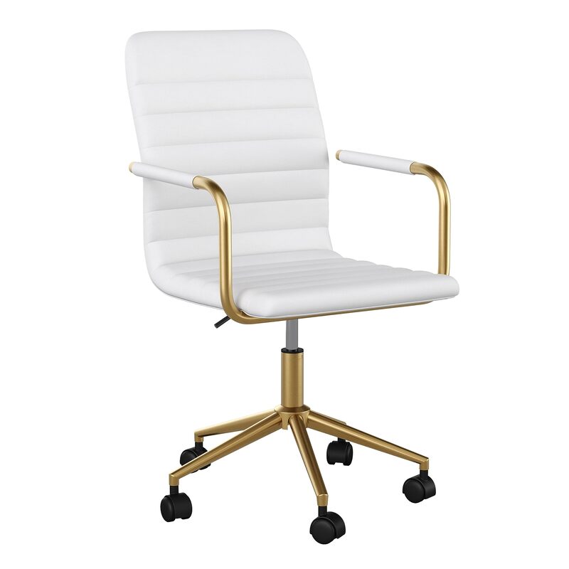Martha Stewart Taytum Swivel Task Chair with Armrests for Home Office
