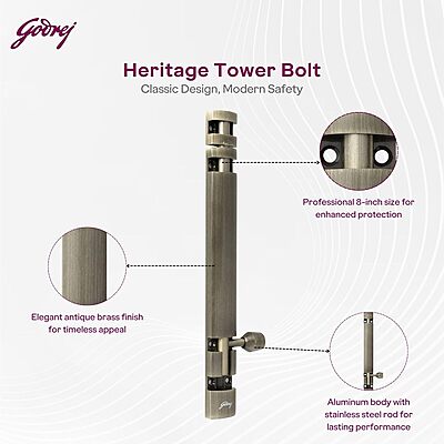 Tower Bolt Designer Type (without screws) / AB / 10 x 450 mm / 1 x 45 cm / Aluminium / 2725