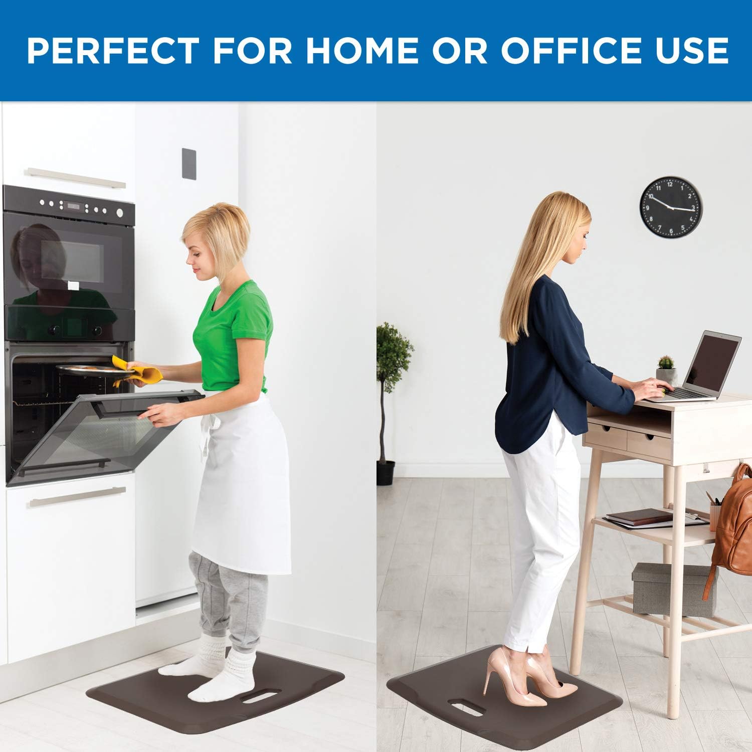 Mount-It! Standing Desk Floor Mat | Brown Standing Comfort Mat for Standing Desk, Home, Office, Kitchen