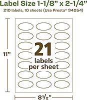 Avery EcoFriendly Matte White Recycled Oval Labels 1-1/8 x 2-1/4