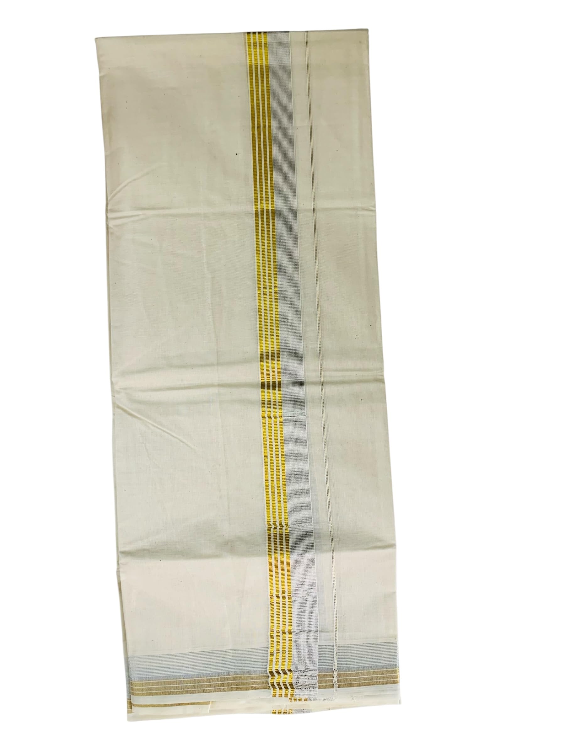 Kuthampully Men's Kerala Kasavu Dhothi Cotton | Golden Kerala Kasavu Mundu | Plain Cotton Dhoti For Men | Traditional South Indian Kasavu Mundu | EKM-886 | Pack -1