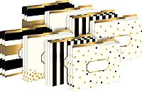 BARKER CREEK Designer File Folders Set of 24, Gold, Multi-Design Set with Gold Designs on Outside, Gold Tabs and Cream on Inside, Letter-Size File Folders, 1/3 Cut Tabs, 24 Folders in Set (3960)