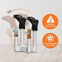 LifeSmart BD001 4 Post Fast Airflow, Timer, and 250W Convection Heater, Quick and Efficient Dryer for Work, Snow Boots, Canvas Shoes, Socks, and Gloves with Overheat Protection, Small, White
