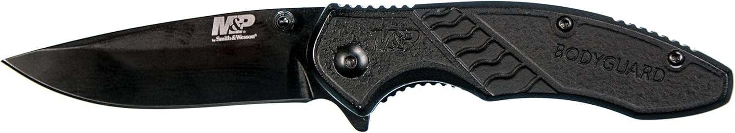 Smith & Wesson M&P Bodyguard 6.5in Stainless Steel Folding Knife with 2.75in Clip Point Blade and Nylon Handle for Outdoor
