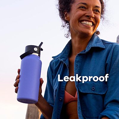 HYDRO FLASK Wide Mouth Flex Straw Cap Bottle - Insulated Stainless Steel