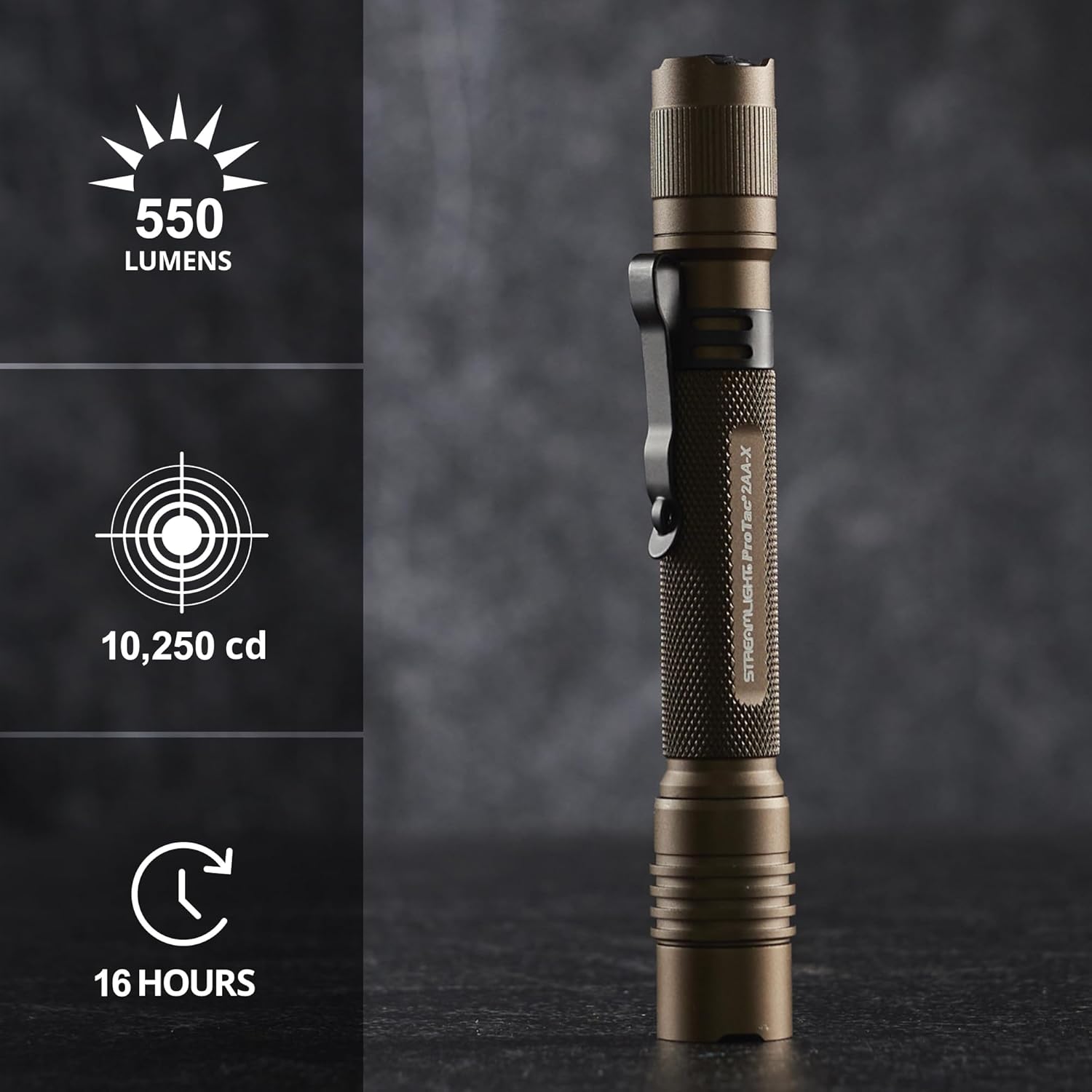 Streamlight 88072 ProTac 2AA-X 270-Lumen Rechargeable Multi-Fuel Personal Carry Tactical Flashlight, Coyote