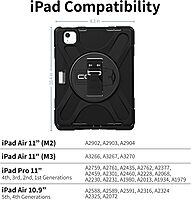 CODi Rugged Case for iPad Air 11" (M2, M3), iPad Pro 11" (4th/3rd/2nd/1st Gen), iPad Air 10.9" (5th/4th Gen) w/Integrated Screen Protector – 360° Heavy Duty Shockproof Cover