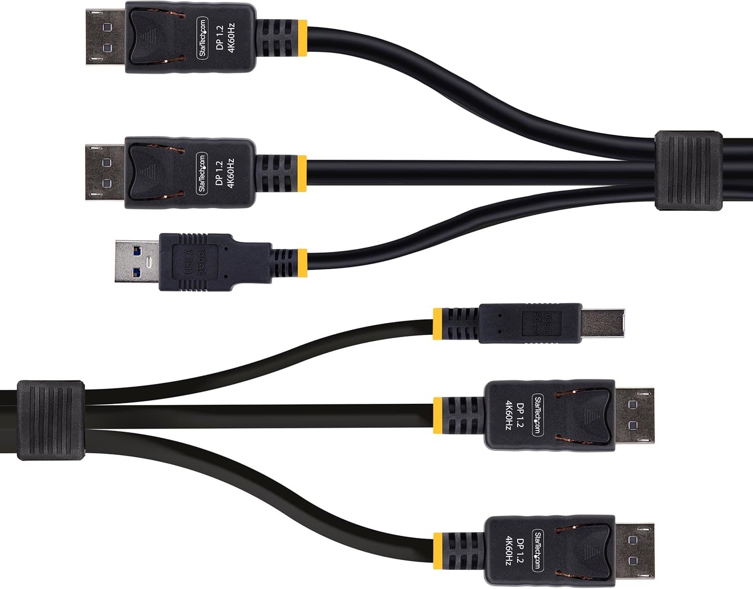 StarTech.com 6ft (1.8m) Dual-DisplayPort and USB 5Gbps KVM Cable, 4K 60Hz, Universal Compatible Combo Cable for KVM Switches