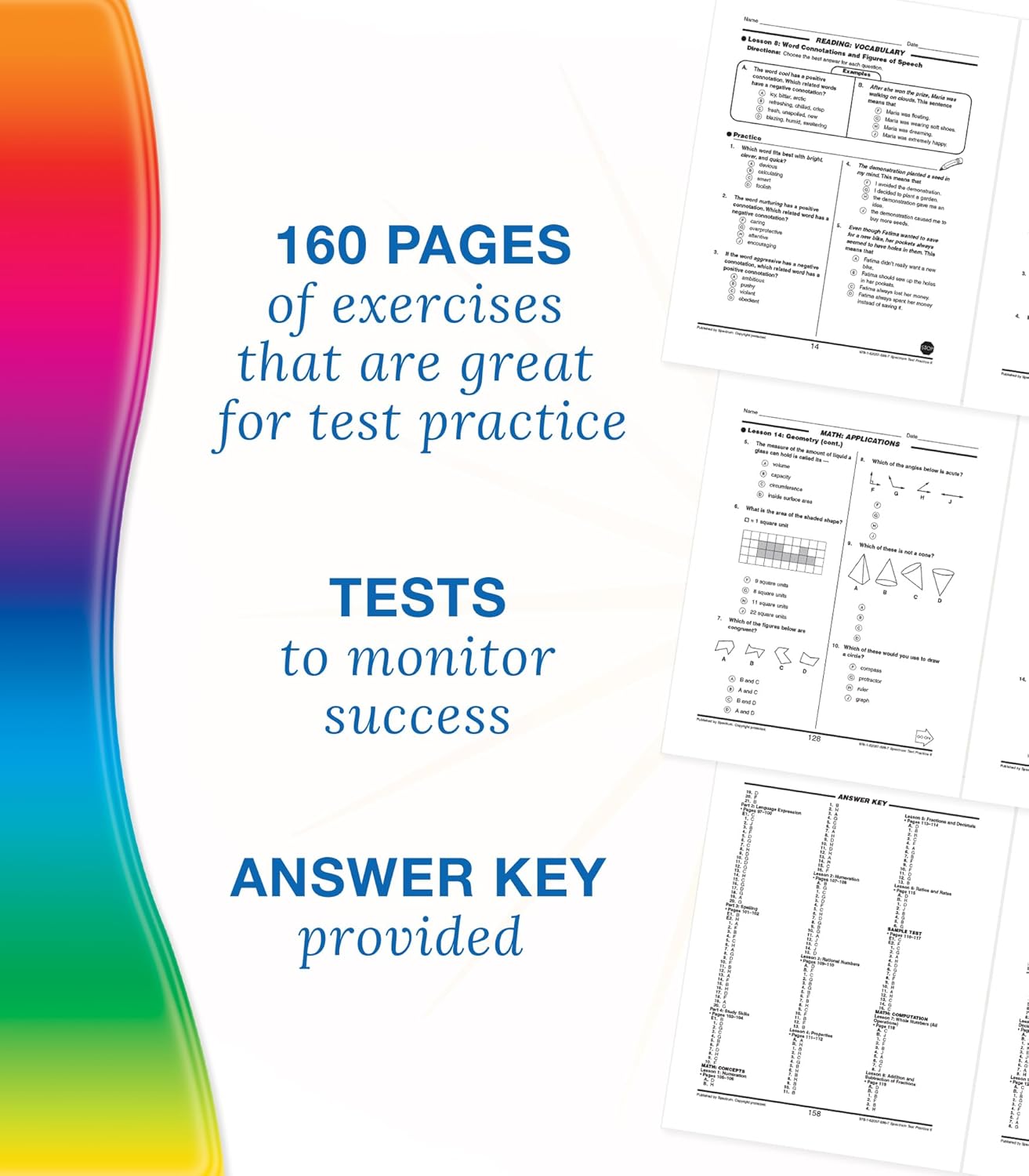 Spectrum Grade 6 Test Practice Workbooks, Ages 10 to 11, Math, Language Arts