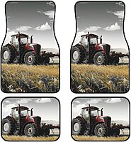 Tractor Agriculture Tranquil Printed Car Floor Mats Set of 4 Pieces | Floor Mats Protection for Cars Full Sets | Non-Slip