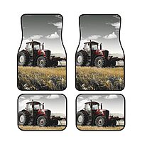 Tractor Agriculture Tranquil Printed Car Floor Mats Set of 4 Pieces | Floor Mats Protection for Cars Full Sets | Non-Slip
