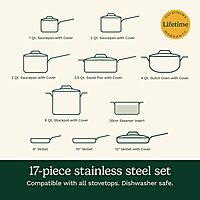 Cuisinart 17-Piece Cookware Set, Chef's Classic Steel Collection 77-17N
