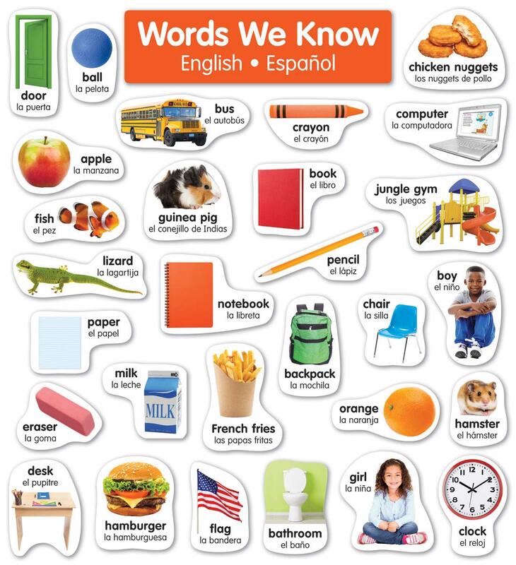 Scholastic English-Spanish Photo Word Wall Bulletin Board Set, 1st Grade To 6th Grade