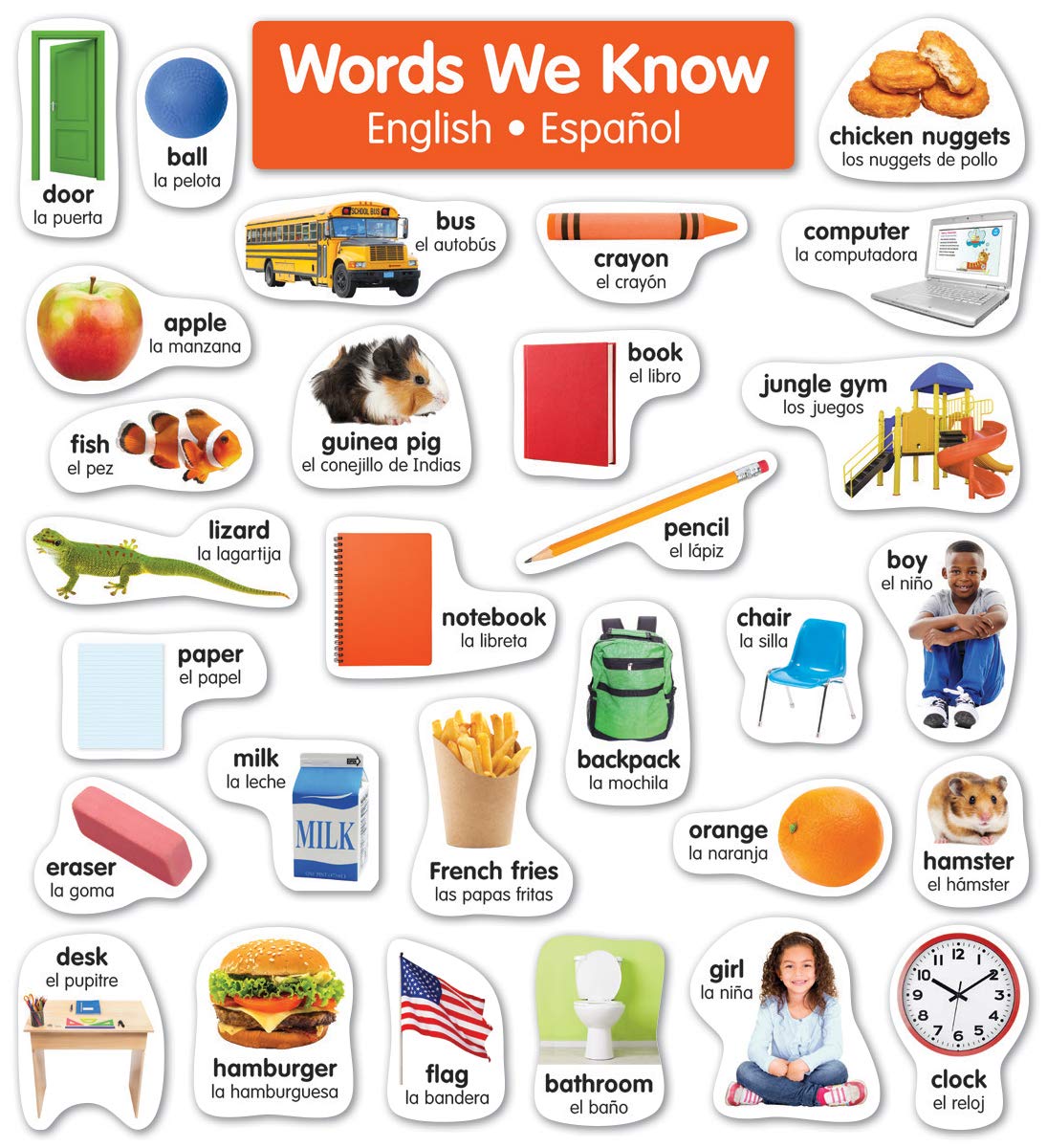 Scholastic English-Spanish Photo Word Wall Bulletin Board Set, 1st Grade To 6th Grade