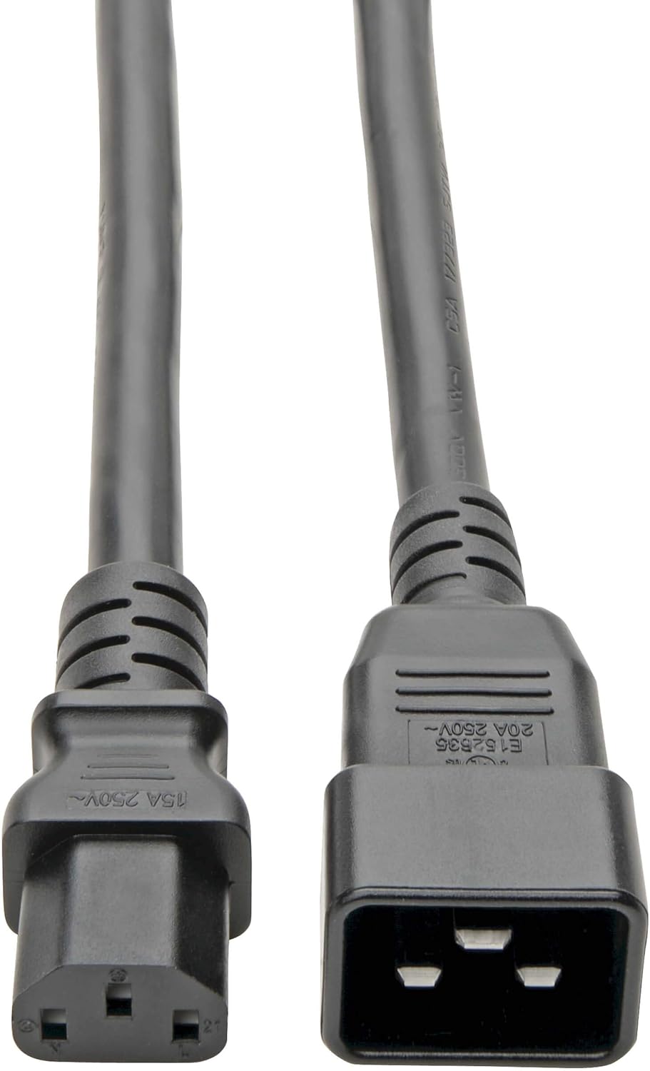 Tripp Lite Heavy Duty Power Cable, C20 to C13 Extension Cord, 14 AWG, 15A 100-250V Computer Cable, 7ft, Black (P032-007)