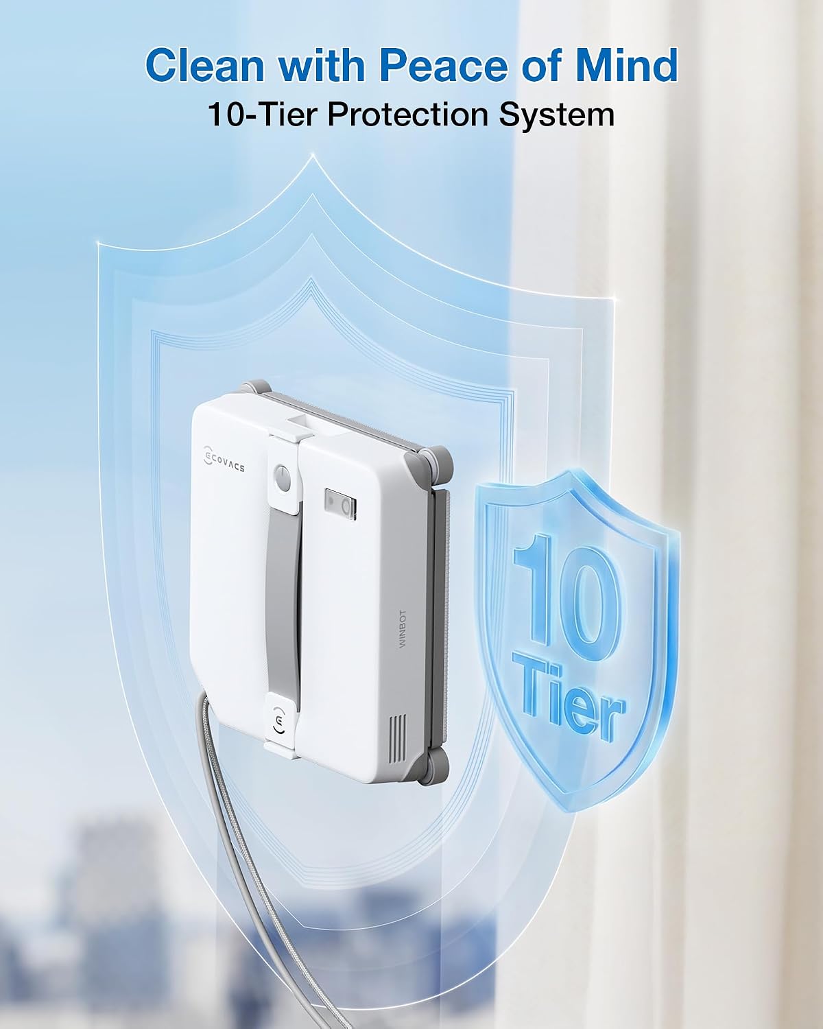 WINBOT mini 2 Automated Window Cleaner - 8000Pa Suction , 30-Minute Power-Off Protection