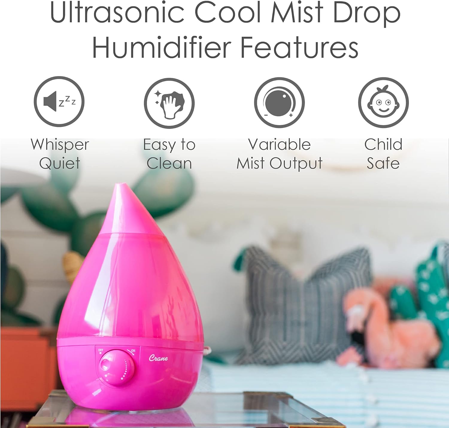 CRANE Drop 1-Gallon Ultrasonic Cool Mist Humidifier